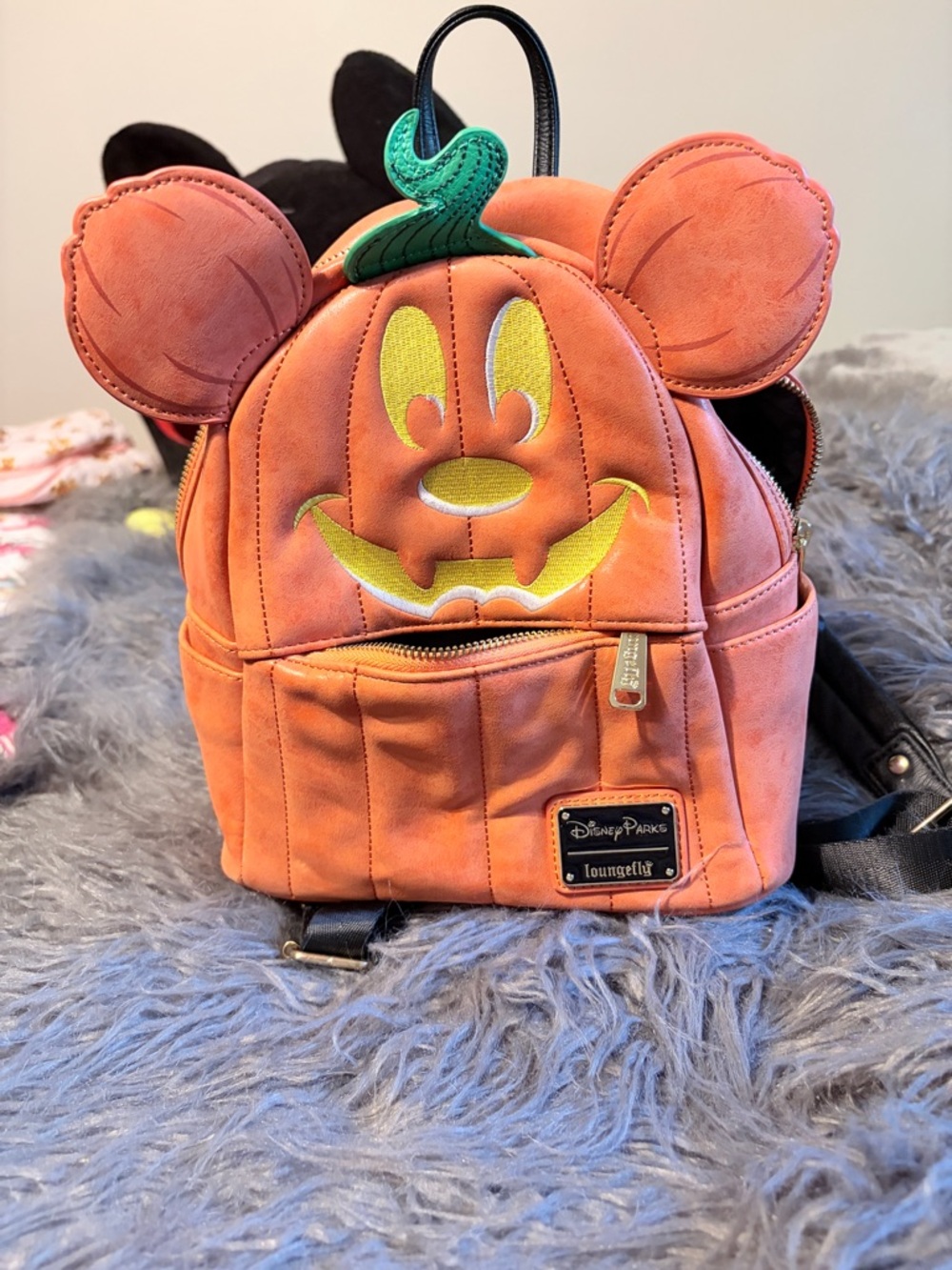 Loungefly Orange Pumpkin Mickey Ear Mini Backpack - Picture 4 of 8